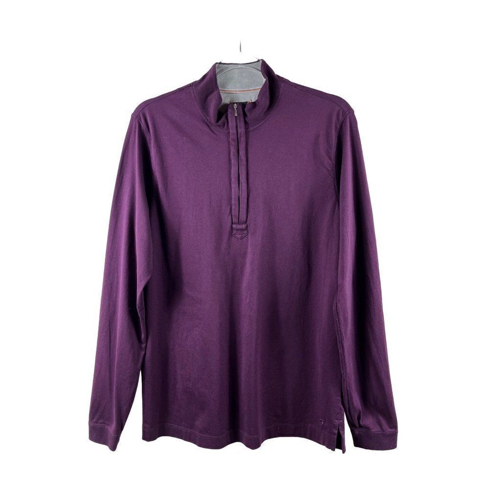 Left Coast Tee Mens 1/4 Zip Pullover Long Sleeve Casual Shirt Medium Purple